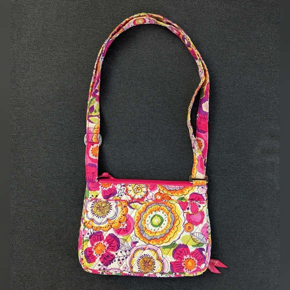 Vera Bradley Pink Floral Print Crossbody Purse - Picture 3 of 7